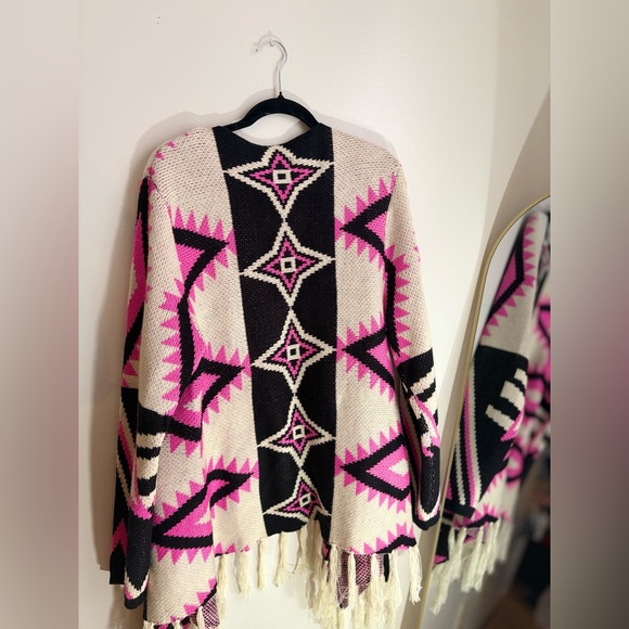 Women's Pink and Black Cardigan Sweater - Picture 3 of 5